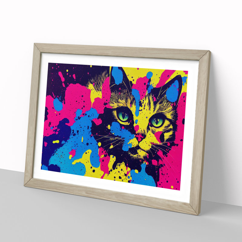 Cat Splashed Vol.2 Abstract - Framed Print, 46cm H x 64cm W x 2cm D, Oak