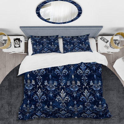 Ensemble de housse de couette bleu marine Glamour Damask I - Glam