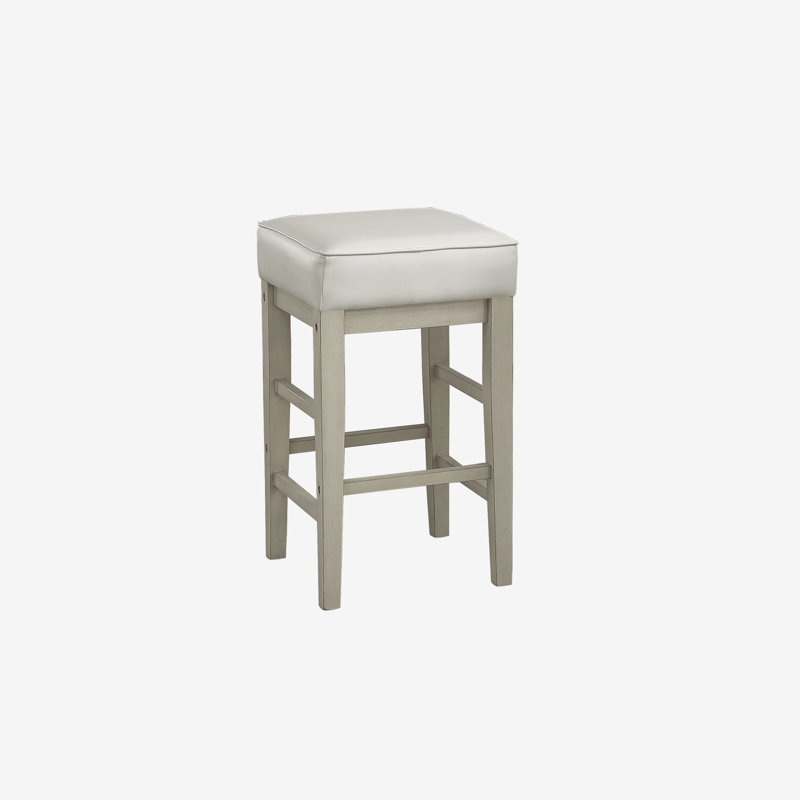 Transitional White Faux Leather Seat 24-inch Counter Height Stools Set of 2, White Finish Solid Wood Frame