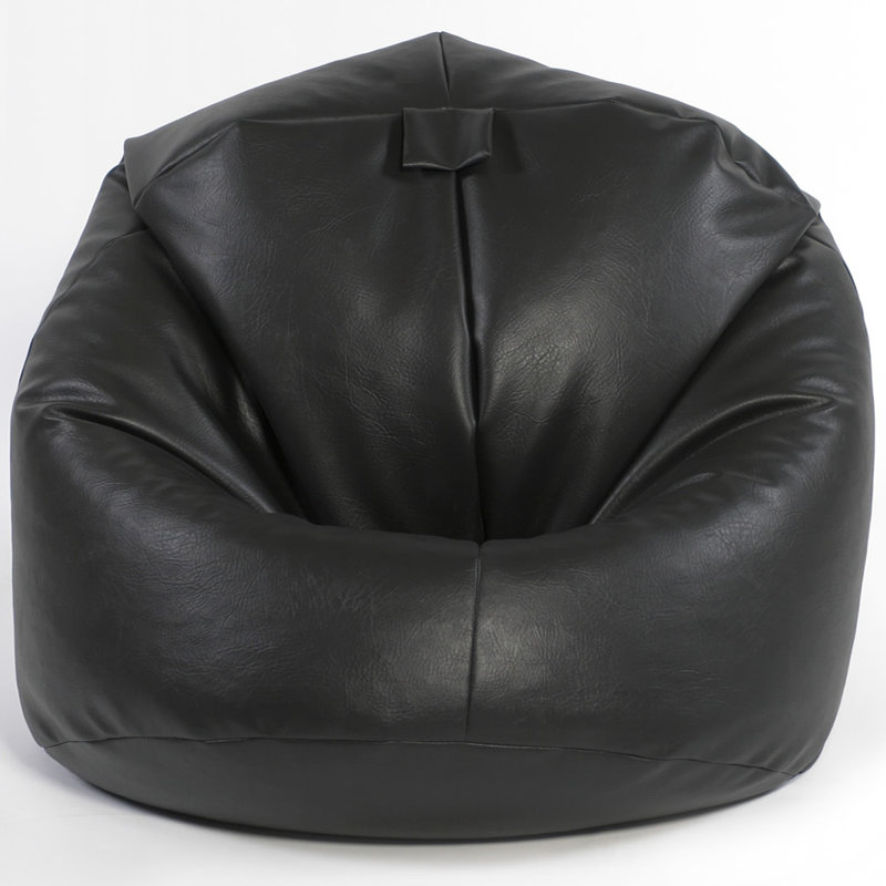 Faux Leather Refillable Classic Bean Bag, Black
