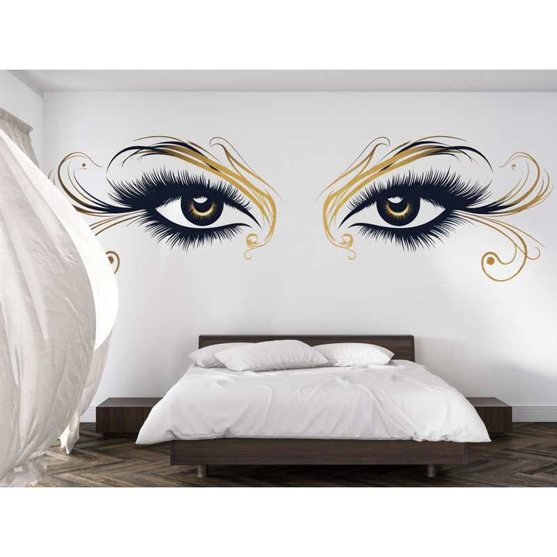 Adhésif décoratif Lash Studio, art mural beauté yeux, décoration de salon de cils, esthétique de chambre 559MV, 42 po x 80 po