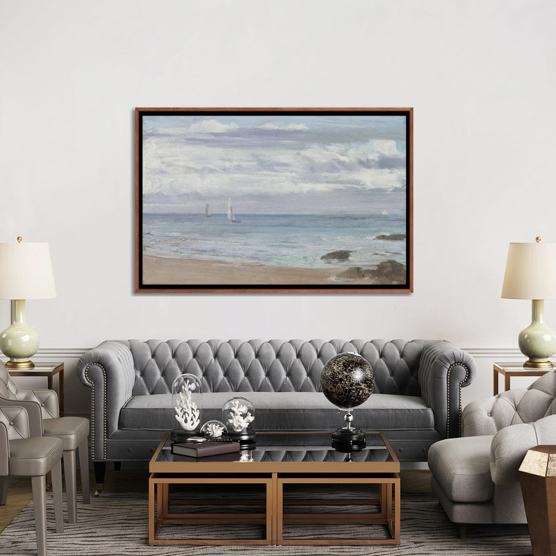 Blue And Silver Trouville, 101.6 cm H x 152.4cm W x 4.445cm D, Classic Wood