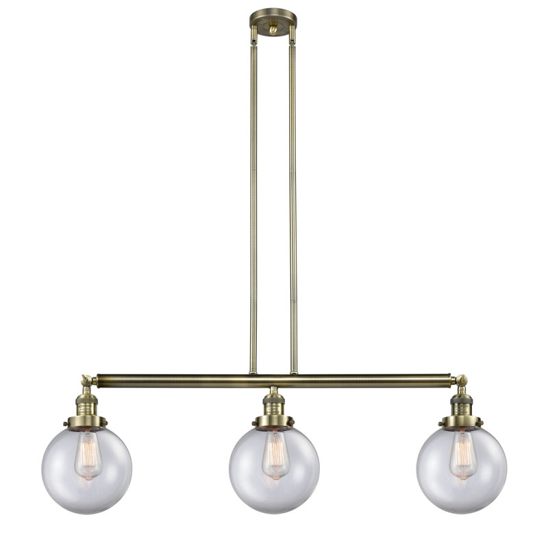 Luminaire suspendu linéaire à 3 lumières pour îlot de cuisine Albanie, Transparent / clair, Ampoule non incluse