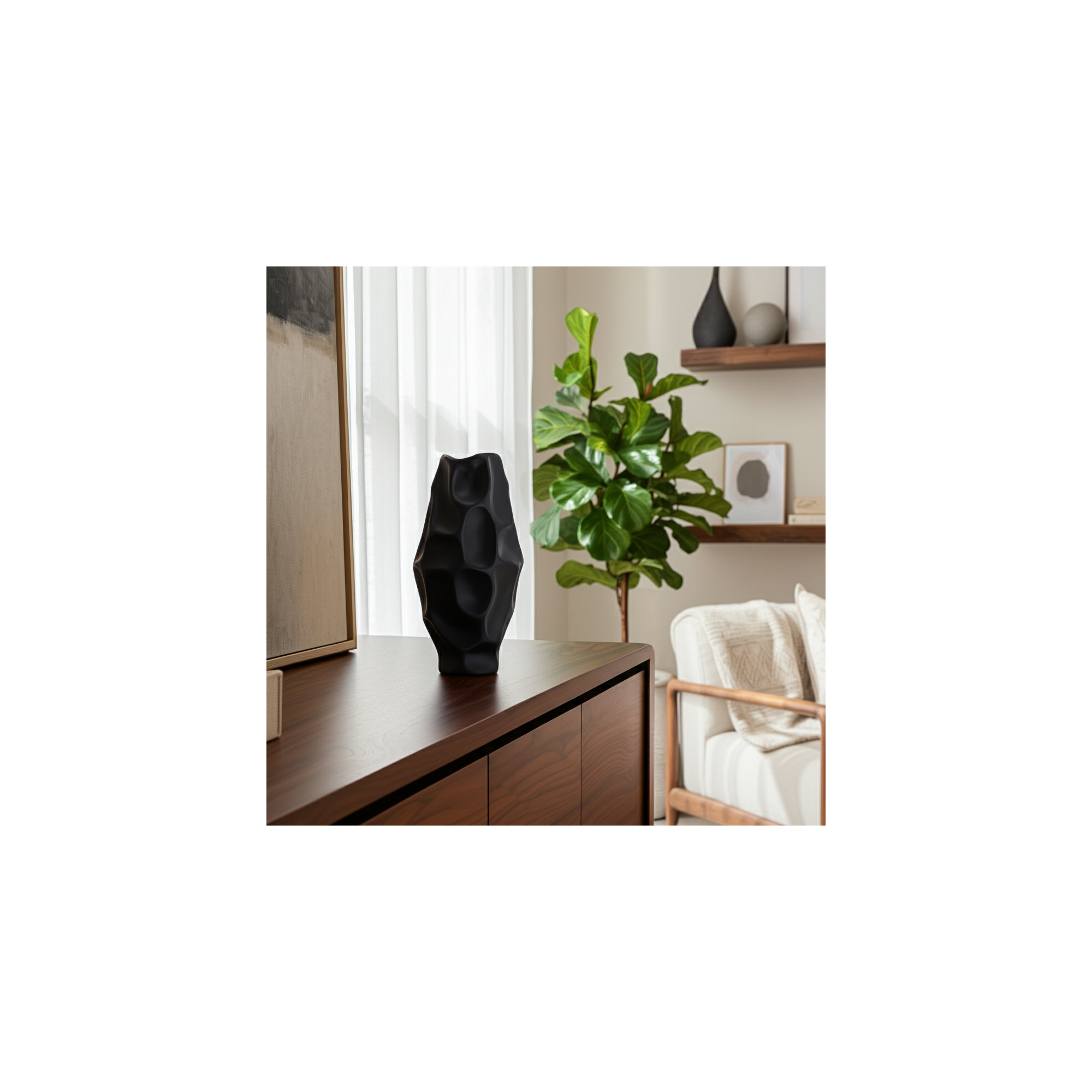 Antwerp Handmade Table Vase, 17" H x 8" W x 8" D, Black