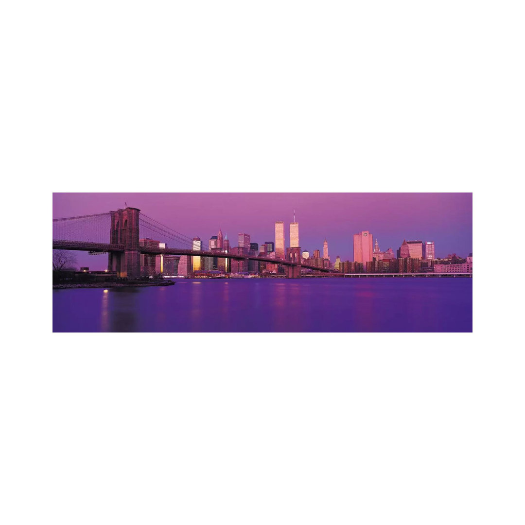 New York Panoramic Skyline Cityscape (Dusk) by Unknown Artist - Wrapped Canvas Panoramic Print
