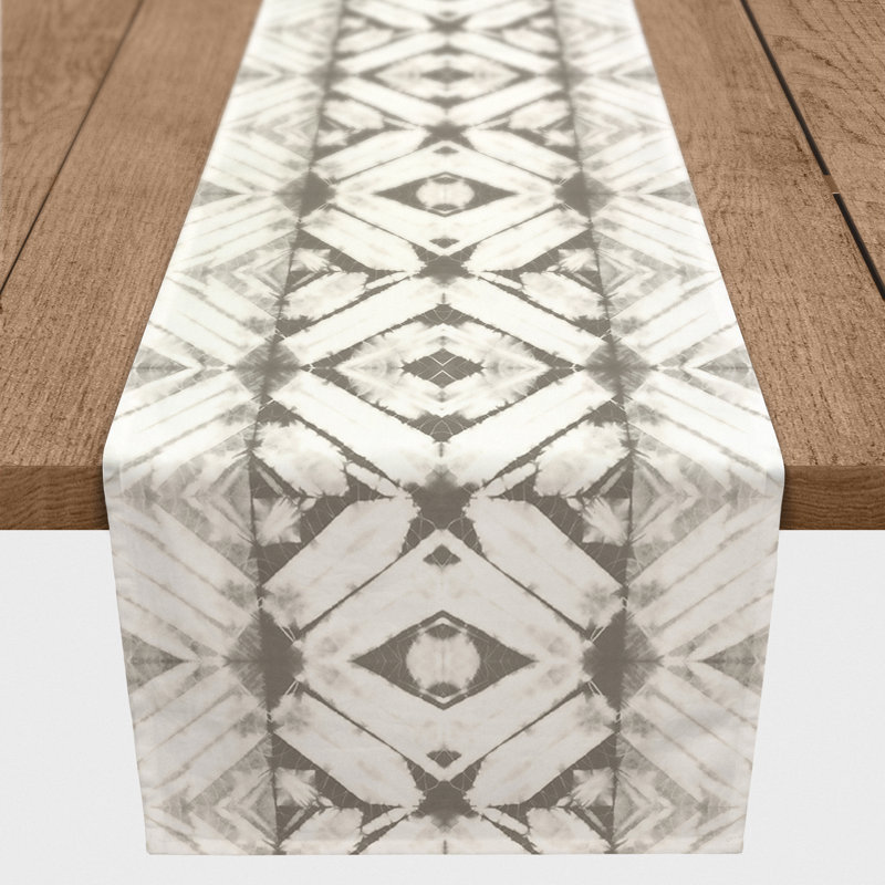 Chemin de table Maghull Diamond Shibori, 90 po x 16 po, Kaki
