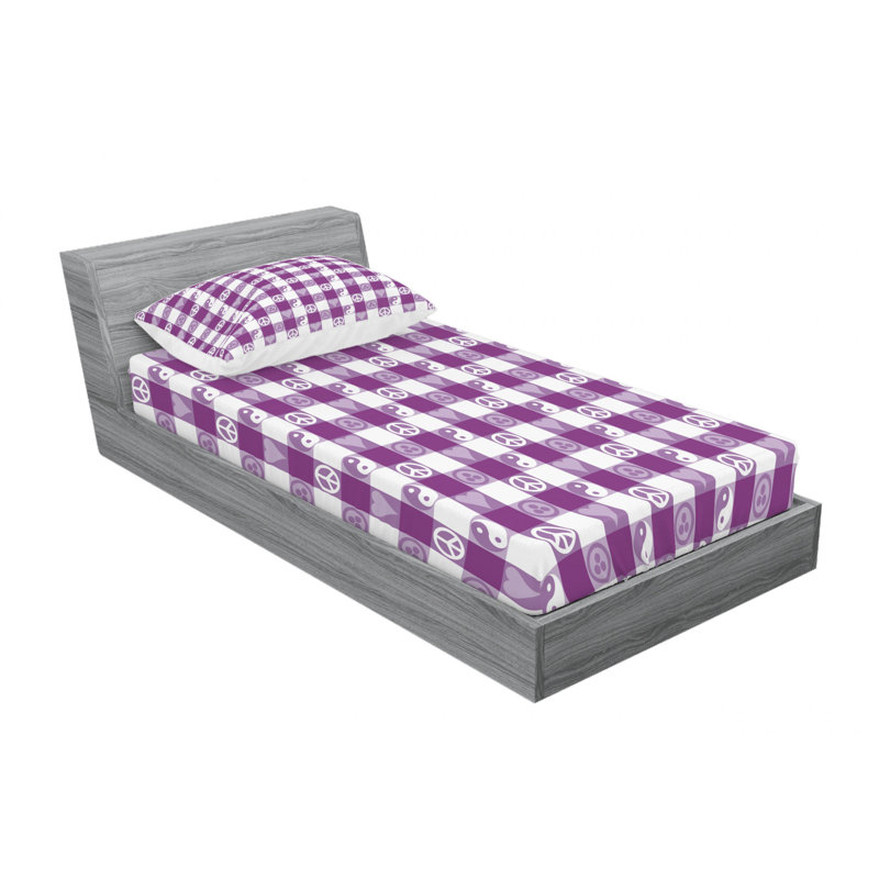 Microfiber Checkered Sheet Set, Twin Sheet Set with Fitted Sheet