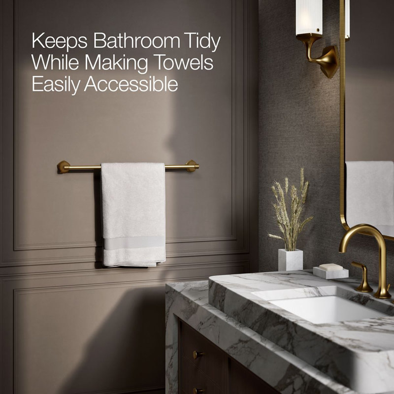 Occasion Towel Bar, 2.31" H x 24" W x 3.5" D, Vibrant Brushed Moderne Brass