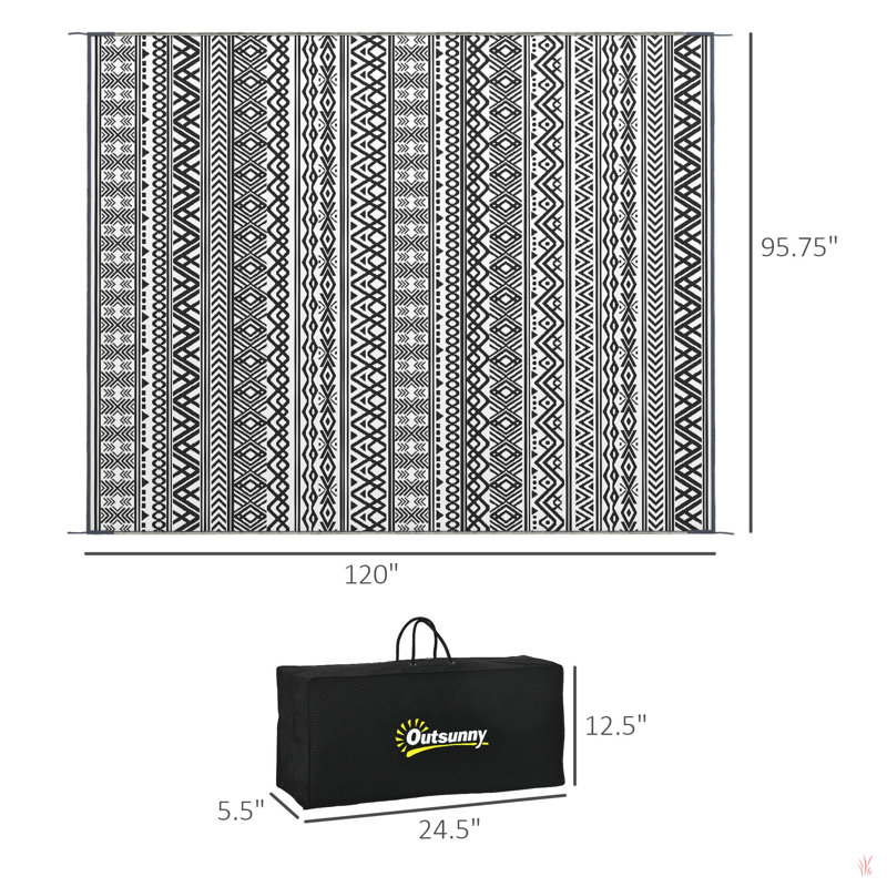 Outsunny Reversible Outdoor Rug,  Waterproof Plastic Straw Floor Mat, Portable Rv Camping Carpet With Carry Bag, Large Floor Mat For Backyard, Deck, Picnic, Beach