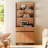 Aadam  Modern 72" Tall Bookcase With Metal Base And Adjustable Shelves, Library Book Shelf With Storage Cabinet And Open Book Shelfs, Wood Bookshelf For Home Office, Living Room-1014579163-1014579162