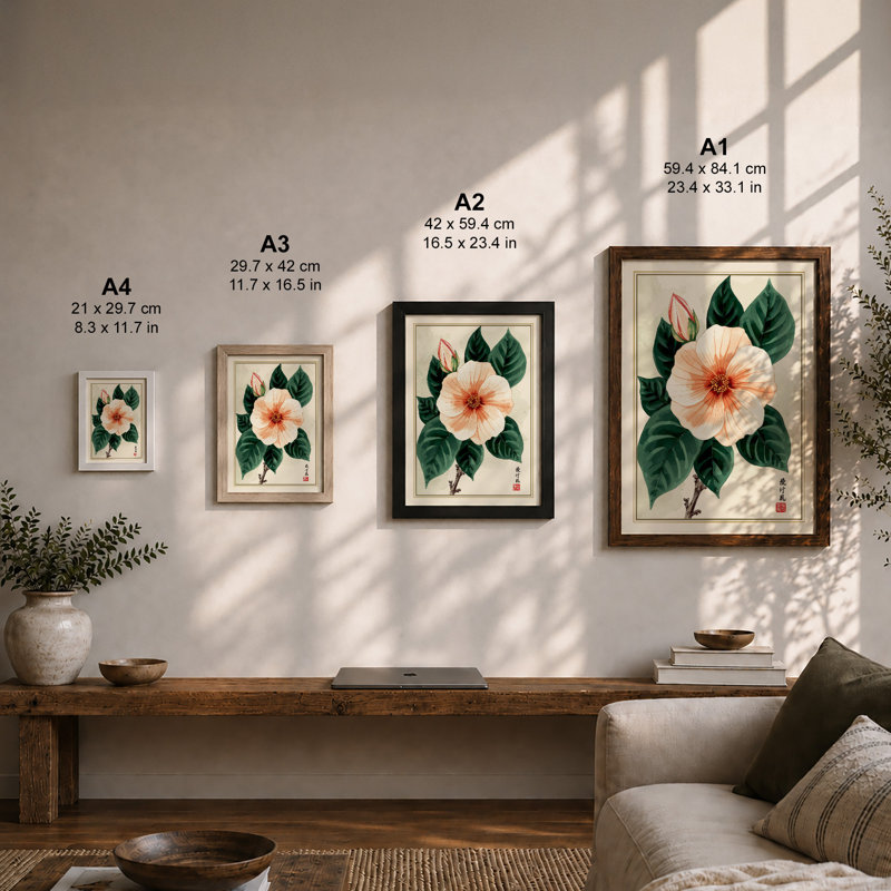 Hibiscus Study Botanical - Framed Print, Oak, A4 - 29.7 x 21.0 cm