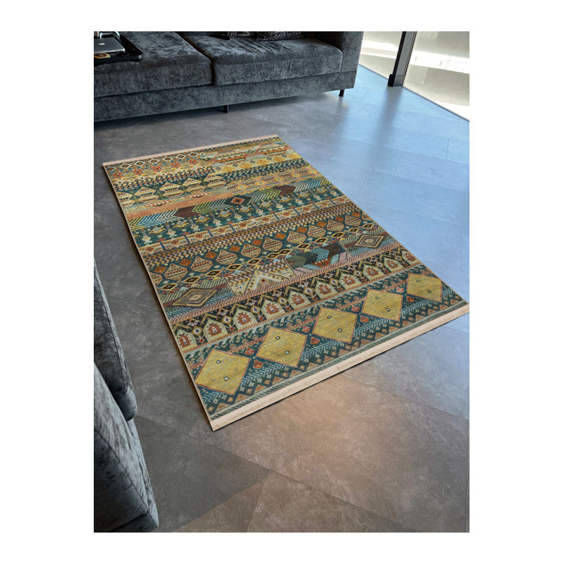 Multi Color Mixed Shape Pattern Creative Modern Decorative Machine Washable Area Rug, Rectangle 2'6" x 4'11"