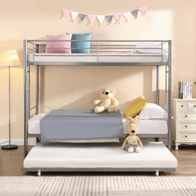 Twin Over Twin  Metal  Bunk Bed With Trundle
