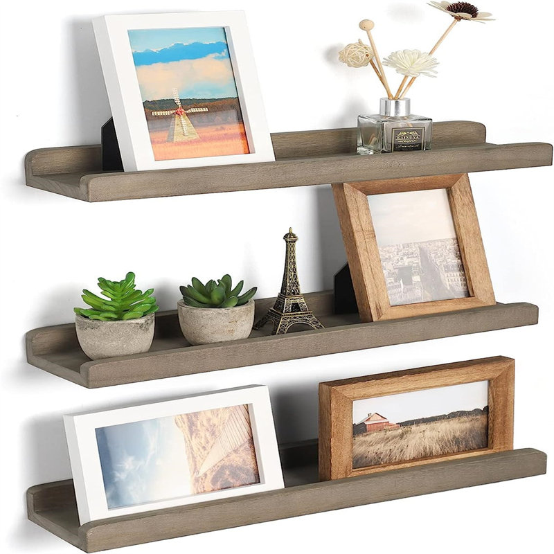 3 Piece Floating Shelf, Weathered Grey