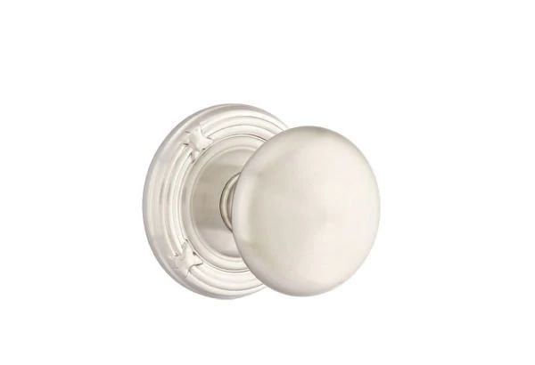 Emtek Privacy Interior Mortise Set w/ Ribbon & Reed & Providence Knob (RH), Satin Nickel