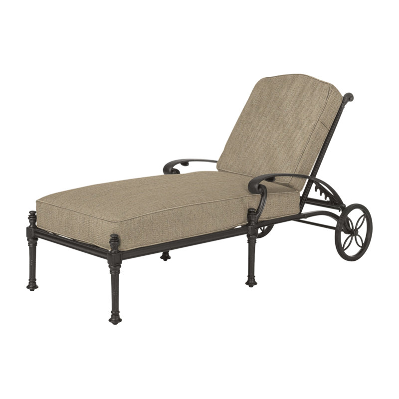 Florence Outdoor Chaise Lounge, Canvas Heather Beige Sunbrella® Canvas, Desert Bronze