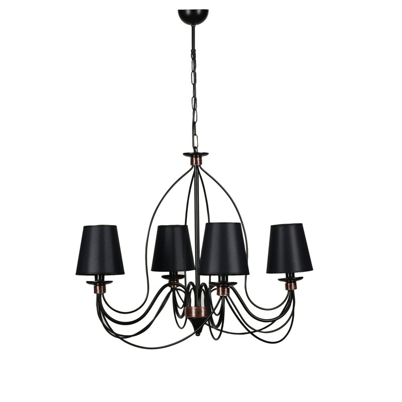 Lustre 4 lumières à abat-jour Langhorne, Noir, Noir