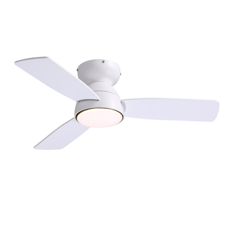 32'' Small Ceiling Fan With Light Kit & Remote, White, White