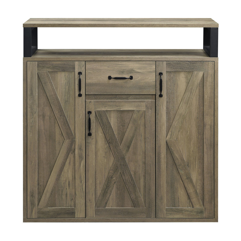 Buffet rustique avec 3 portes, armoire, Brun