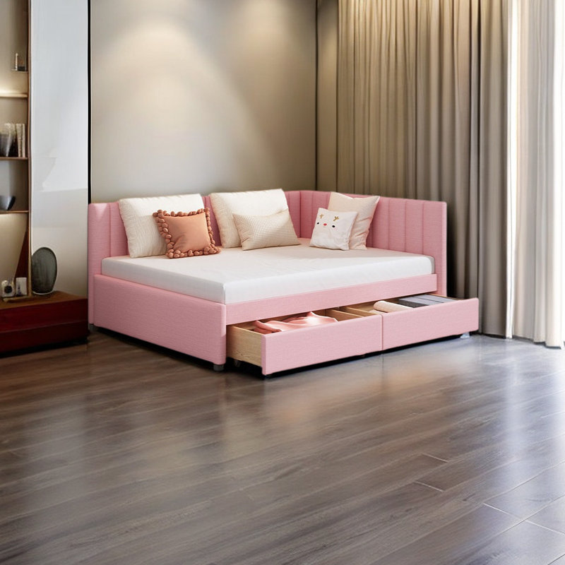 Jazamine Upholstered Daybed, Pink