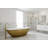 74.8" x 39.8" Oval Deep Soaking Aged Brass White Freestanding Bathtub -121308684