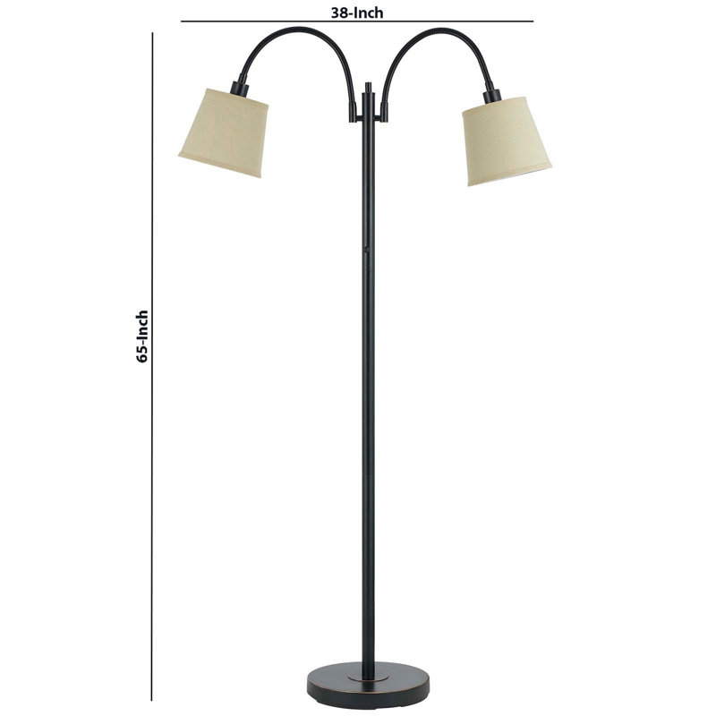 Lampe sur pied à branches 65 ", Noir, Crème