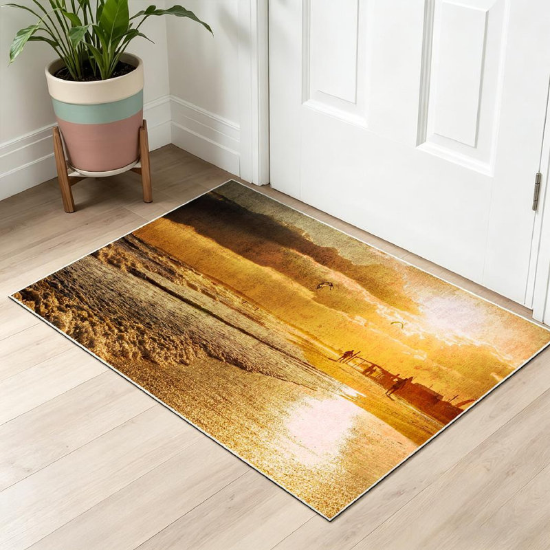 Tapis noir lavable à la machine magnifique, Rectangle 32" x 47"