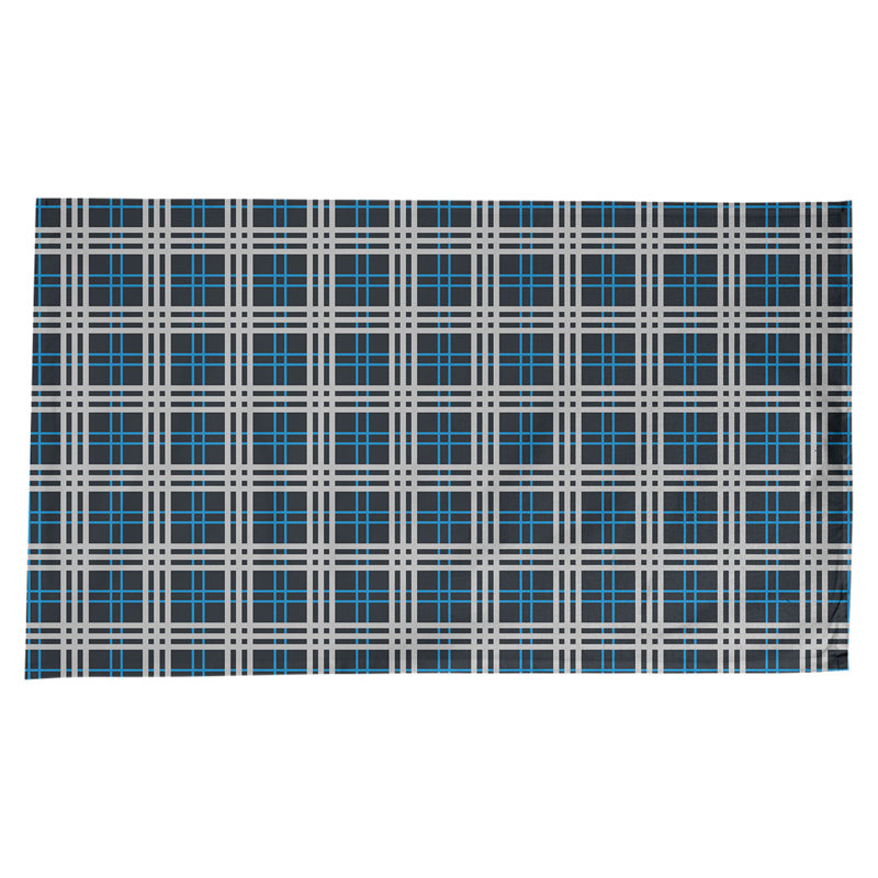 Nappe en mélange de coton à carreaux, Noir / bleu Carolina / argent
