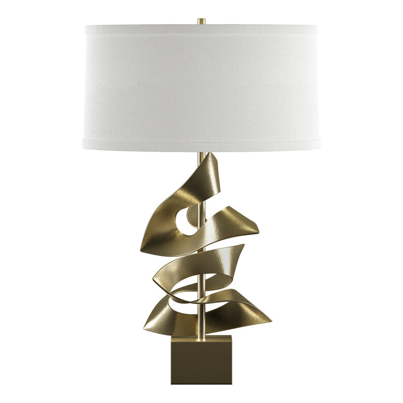 Gallery 24.7" Table Lamp, Natural Anna, Modern Brass