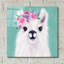 Art mural en verre épique «Floral Llama» par Elizabeth Tyndall, 12 po x 12 po