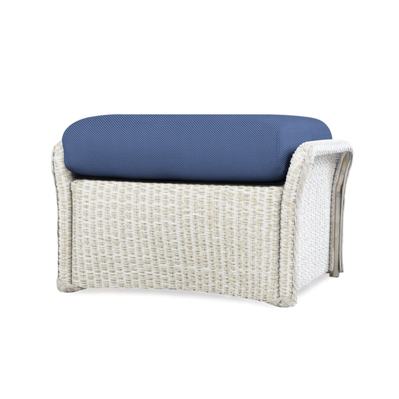 Weekend Retreat Outdoor Ottoman, Flagship Lapis Sunbrella®, White