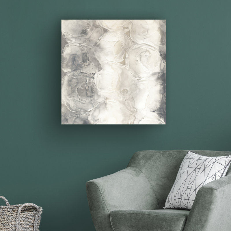 «Gray Circles I» par Chris Paschke - peinture sur toile tendue, H 35 po x l 35 po x P 2 po