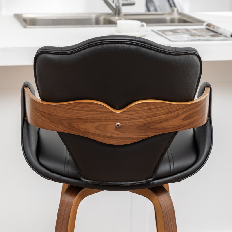 Hocking 360° Swivel Upholstered Counter Stool With Wood Frame, Black, Bar Stool (30" Seat Height)