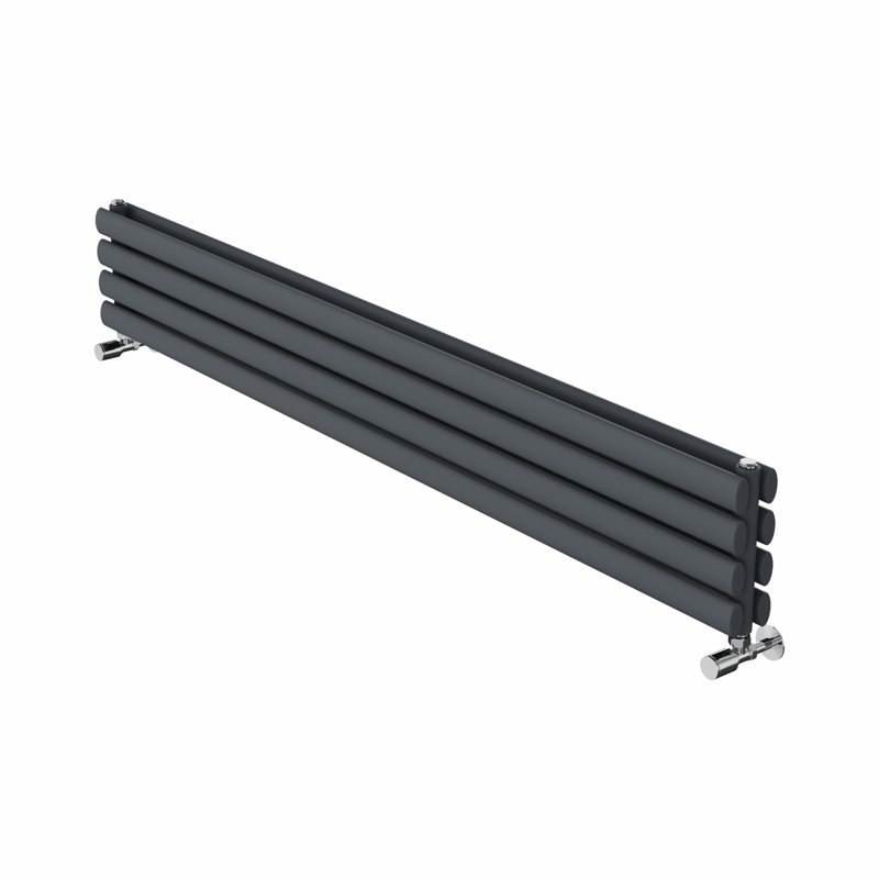 Brunella Oval Panel Radiators, 23.6cm H x 160cm W x 7.8cm D, Anthracite