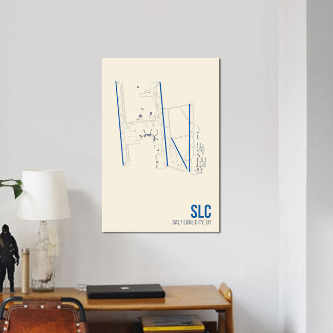 «Lake Lake City», impression sur toile, H 18 po x l 12 po x P 1,5 po, Pas de tapis, Toile tendue