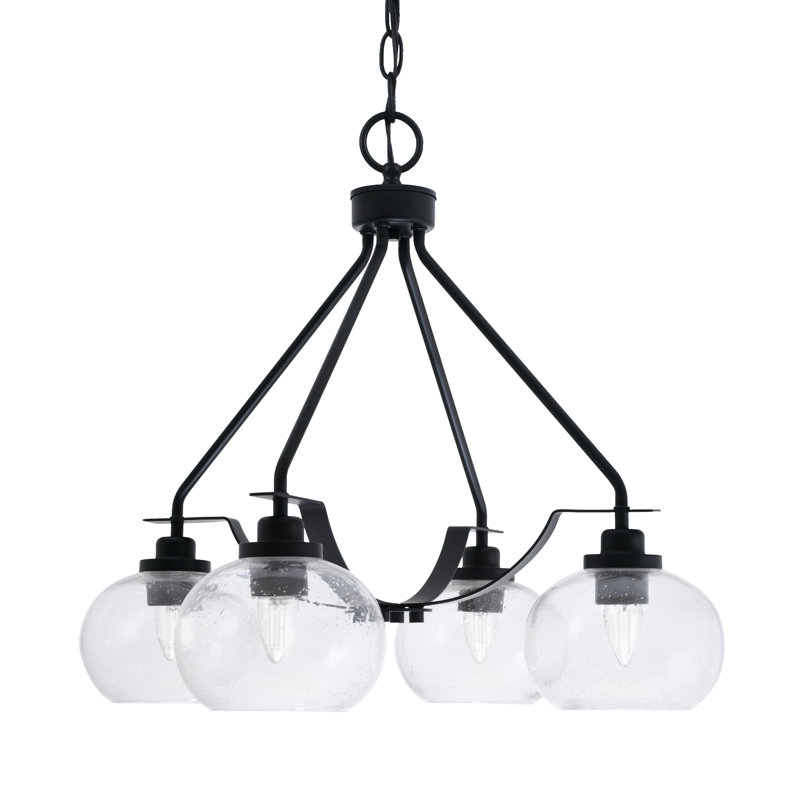 Lustre 4 lumières Odyssey Downlight, Clair, Noir mat, H 21,5 po x l 19 po x P 19 po