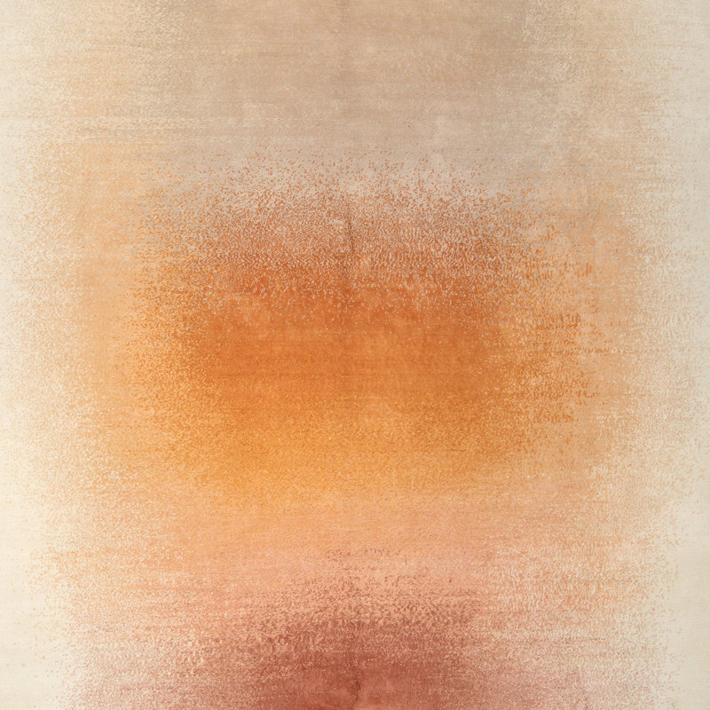 Contemporary Wool Blend Rug, Rectangle 10' x 14', Orange Pink