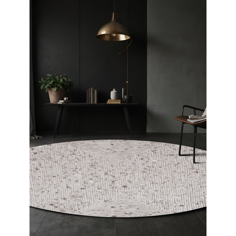 Machine Washable Gray Area Rug, Round 3'