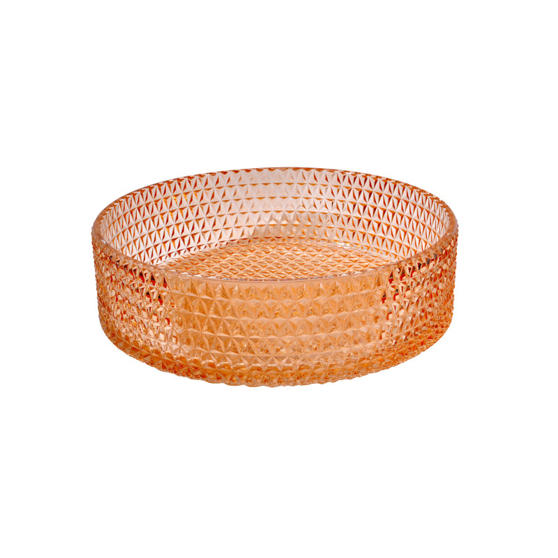Lavabo de salle de bain rond en verre texturé 16 po Scotch - Collection Timeless, 16", Rose