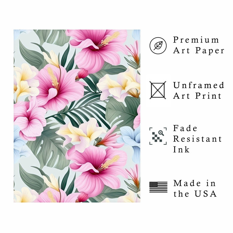 Motif floral hibiscus floral, H 7 po x l 5 po