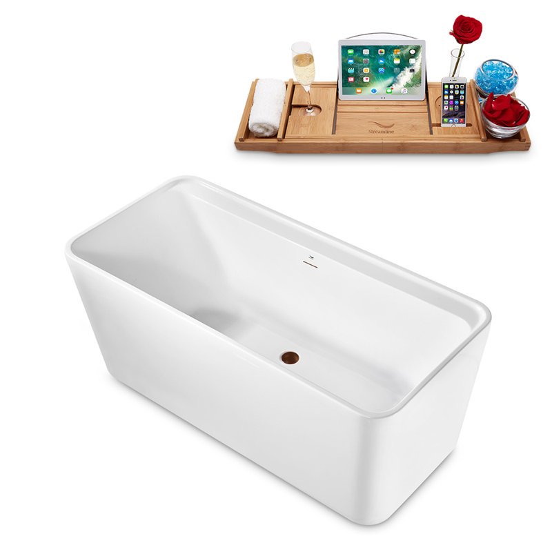 59.1'' x 27.6'' Soaking Acrylic Bathtub, Matte Oil Rubbed Bronze