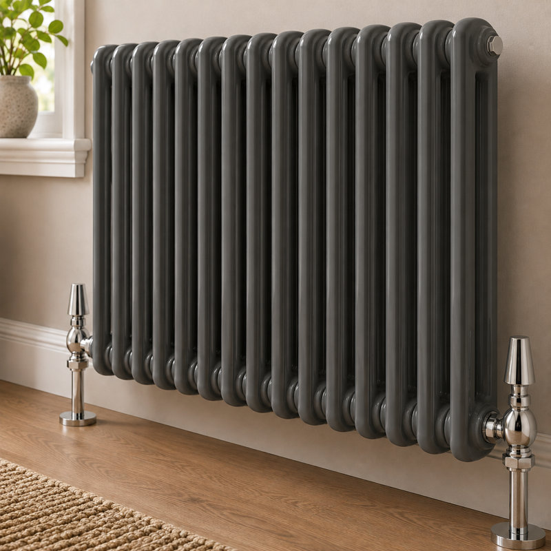 Uxbridge Horizontal Traditional Colosseum Radiator, 600mm H x 785mm W x 70mm D, Anthracite