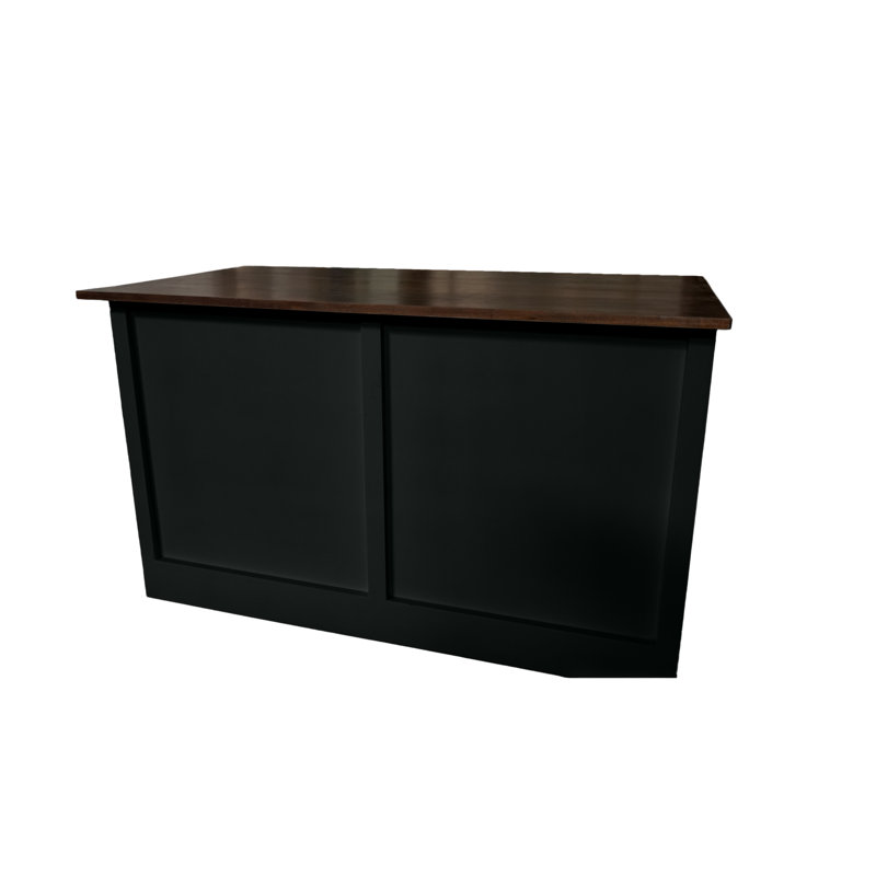 Modern 50" Solid Wood Kitchen Island with trash bin compartment and extra storage, Black