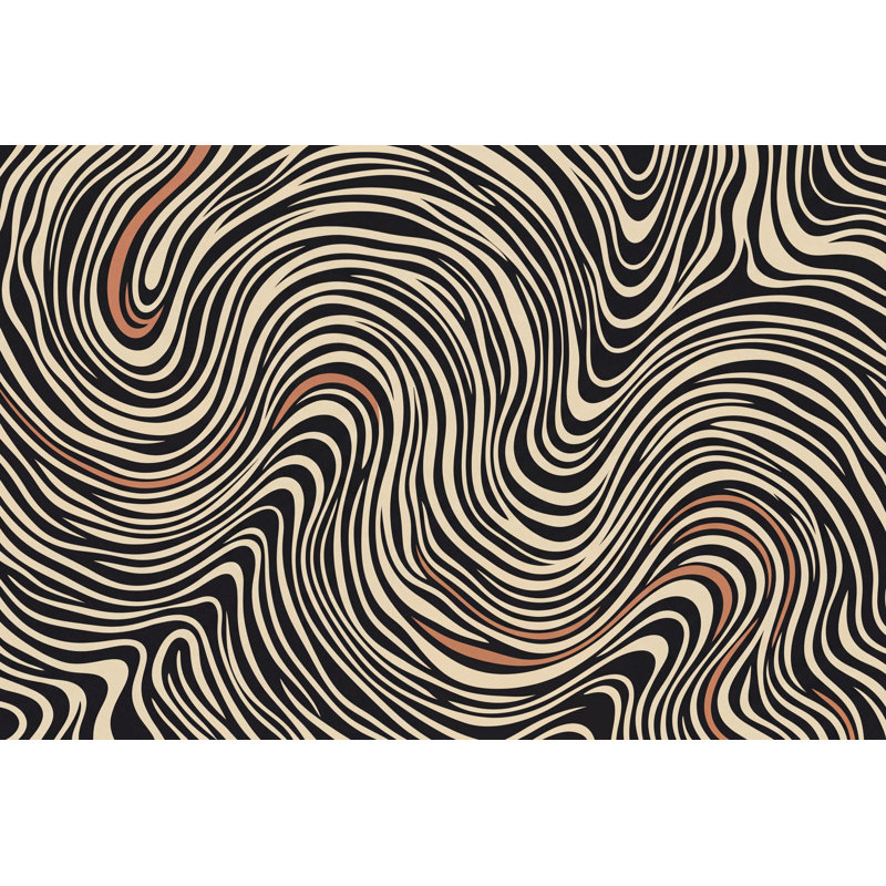 Adhésif décoratif Op Art Wavy Stripes, 160 po x 108 po, Peler et coller