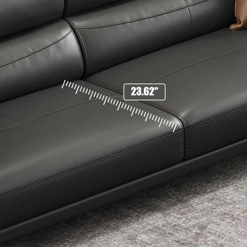 Causeuse-coussin standard en cuir véritable noir, H 33,46 po x l 82,68 po x P 35,43 po, Noir