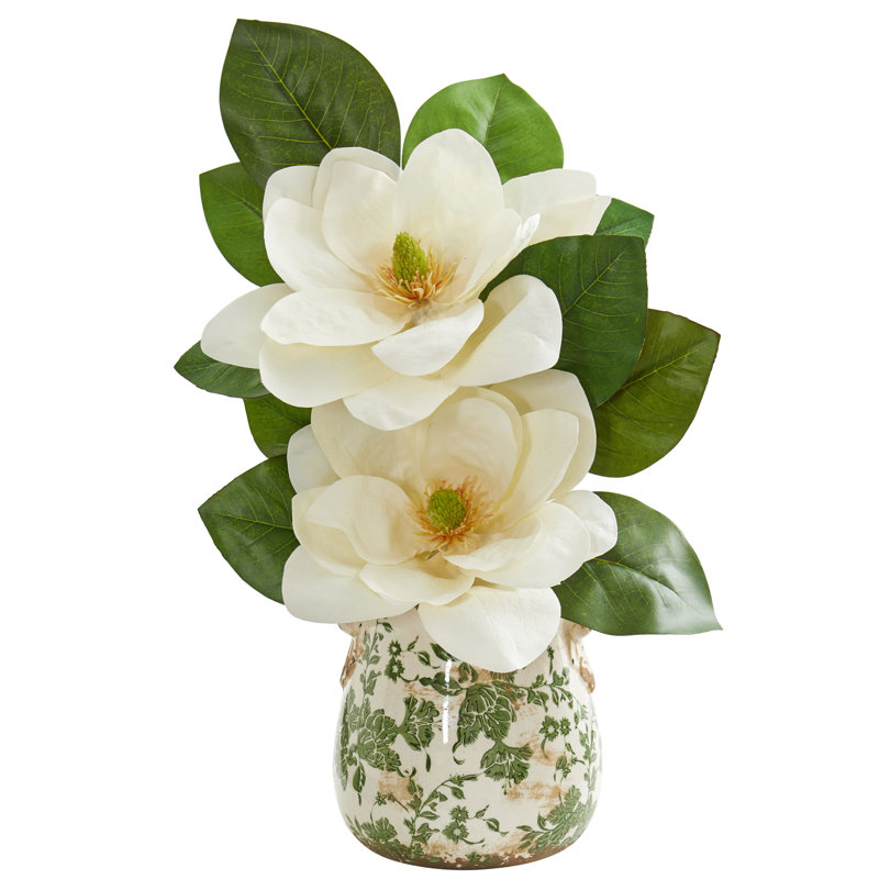 Pièce maîtresse magnolia artificielle en vase