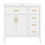 Meuble-lavabo moderne de 36 po avec lavabo en céramique blanc, porte à fermeture en douceur et 4 tiroirs de rangement, offrant un look raffiné et une fonctionnalité pratique au quotidien. (Ancien SKU: N729P380151K)