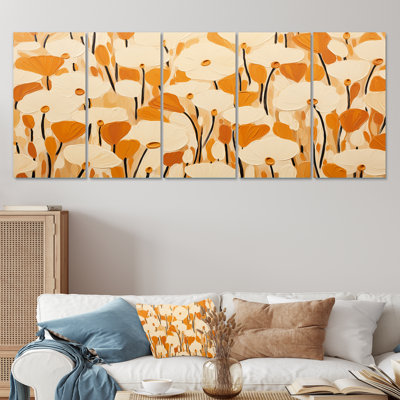 Marigold Minimal Petals Pattern - Marigold, art mural 5 pièces
