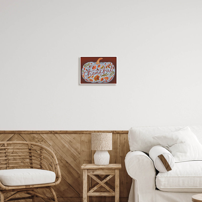 Feuille de remerciement à motif citrouille at-246, H 11 po x l 14 po x P 1,5 po, Giclée encadrée blanc bord de mer