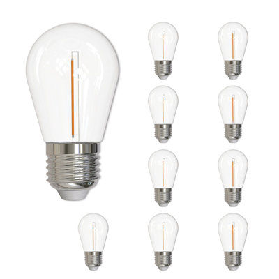 LED Filament Pack of (10) 1 Watt Dimmable S14 Light Bulbs with Medium (E26) Base